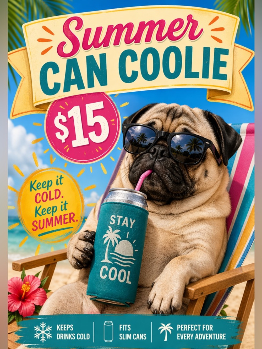 Slim can etched drink coolie